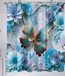 Недорогие -Занавеска для душа с крючками 180см*180см (70"*70") полиэстер washable водонепроницаемая узор цветка с бабочками декор для ванной