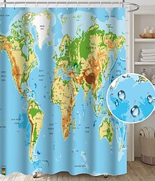 economico -Tenda da Doccia con Ganci 180cm*180cm (70"*70") Poliestere Lavabile Impermeabile Motivo Mappa del Mondo
