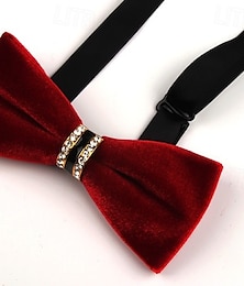 economico -Cravatta a farfalla vintage da uomo per feste nuziali completi per il ritorno a casa cravatta a farfalla in velluto colore uniforme nero bordeaux blu royal