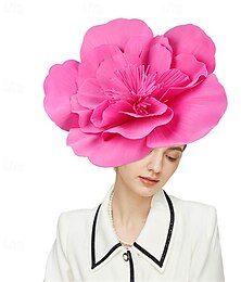 お買い得  -女性用ファシネーターハット、花柄ティーパーティーハット、フェザーケンタッキーダービーハット（結婚式用）