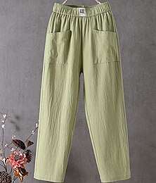 abordables -Chinos pour femmes pantalons harem unicolores mode vintage streetwear longueur cheville taille haute plain poche taille élastique confort extérieur micro-élastique vacances rue quotidiens abricot