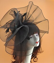 abordables -Vestimenta de Cabeza Tul Sombrero de fieltro Boda Cumpleaños Fiesta de Noche Fiesta de Té Carrera de caballos Elegante Vintage Estilo lindo Con Pluma Celada Sombreros