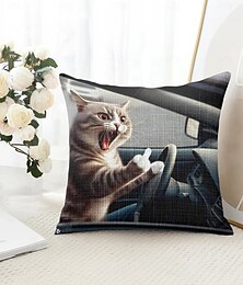 abordables -Housse de coussin décoratif animal mignon chat 1PC coussin carré doux pour canapé housse de couette pour chambre salon chaise