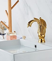 billige -Vaskekran for baderom - Klassisk Krom / Antikk Messing / galvanisert Centersat Enkelt Håndtak Et HullBath Taps