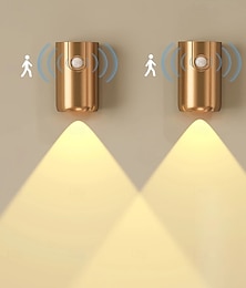 رخيصةأون -مصابيح حائط حديثة بسيطة مزودة بمستشعر حركة LED ضوء ليلي 3 ألوان قابلة للتعتيم قابلة لإعادة الشحن بمنفذ USB مصباح جداري لغرفة المعيشة والممر هدية الترحيب بالمنزل 1/2 قطعة