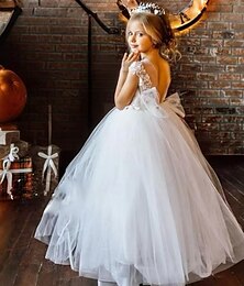 economico -Abito da damigella d'onore bambina Ragazze Abito Abito formale Abito da principessa Abito per la Prima Comunione Vestito da Festa Performance Matrimonio Feste Principessa Dolce Pasqua Rete Senza