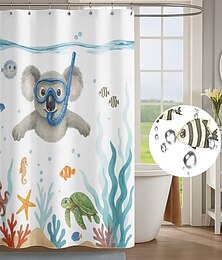 economico -Tenda da doccia con ganci 180cm*180cm(70"*70") poliestere lavabile impermeabile decorazione per bagno vasca animale astratto