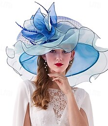 economico -Cappelli da donna, fascia per capelli, forcina per capelli, organza, fascinator, cappello da chiesa, floreale, cappello da tè, cappello da matrimonio