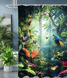 Недорогие -Занавеска для душа с крючками 180 см*180 см (70"*70") Полиэстер машинной стирки водонепроницаемая тропическая цветочная дождевой леса