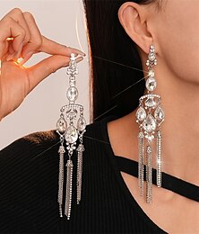 abordables -Argent Zircon Boucle d'Oreille Créoles Le style rétro Géométrique Goutte ancien Mode Des boucles d'oreilles Bijoux Argent Pour Mariage Soirée Fiançailles Bal de promo 1 Paire