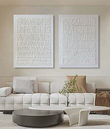 お買い得  -わびさびアートワーク 油絵 手描きの抽象画 壁アート 2枚セット キャンバスに描かれたベージュの抽象画 1組 ベージュのテクスチャ 壁アート ニュートラルな抽象画 壁アート ボヘミアン ウォールデコレーション