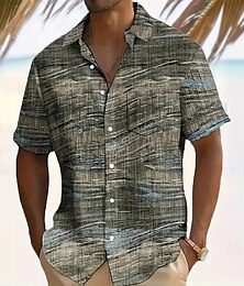 economico -Per uomo Geometrico A righe Camicia Camicia Estiva Camicia con Bottoni Manica Corta Moda Casual Vacanza Abbigliamento Quotidiano Ferie Estate Primavera Collo ripiegato Stampa 3D camicie con colletto