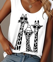 economico -Per donna Canotta a canotta Grafico Animale Graffiti Quotidiano Casual Senza Maniche Girocollo Scollo Tondo Top Regolari Quotidiano Stampato Nero Bianco Rosa Blu Viola Estate