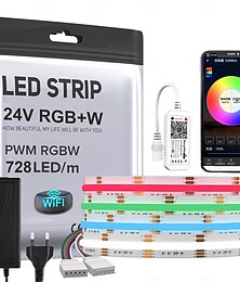 economico -2,5 m 5m 7,5 m Strisce LED Flessibili Set di Luci 728 LED COB 12mm 1 Set staffa di montaggio 1 Set RGB Striscia LED Vacanza Autoadesivo 110-240 V 24 V