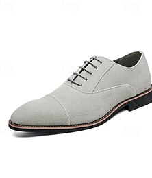 billige -menns grå semsket oxford-sko – klassiske sko med snøring med cap toe for forretninger, bryllup og formelle arrangementer