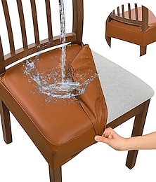 abordables -Housses de siège en cuir PU imperméables pour tabouret de salle à manger, housses de chaise en polyester à imprimé géométrique