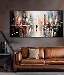 abordables -Peinture à l'huile abstraite de ville faite à la main sur toile, peinture à l'huile de ville moderne, grande peinture à l'huile peinte à la main pour mur de chambre, image d'art pour la décoration
