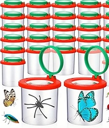 levne -Plastová hmyzí terária po 12 kusech se zvětšovacími víčky - velkoobjemové nádoby na brouky pro poznávání přírody vzdělávací vědecké sady pro školní třídy
