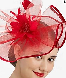 お買い得  -ティーパーティー用ファシネーターハット（女性用、50年代風、花柄フェザーヘッドウェア）、ケンタッキーダービーハット（結婚式、カクテルパーティー用）