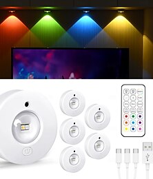 economico -1 pz RGB dimmerabile ricaricabile faretto magnetico luce per mobiletto guardaroba luce per cantinetta luce murale senza cablaggio telecomando luce occhio di gatto luce hockey su ghiaccio timer