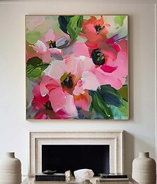 billiga -stor blomma landskap oljemålning på duk handgjord pastell blommålning vår handmålad blomsterlandskap målning stora oljemålningar väggkonst blomma oljemålning för vardagsrumsinredning