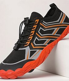 preiswerte -Herren Sneaker Barfußschuhe Upstream-Schuhe Canyoning Lässig PU Leder Netz Atmungsaktiv Bequem Rutschfest Schnürung Schwarz / Rot Schwarz Königsblau Sommer Frühling