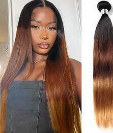 abordables -1 paquet de vrais cheveux humains tricolores t1b/4/27# cheveux humains raides 14-24 pouces