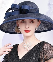 economico -cappelli cappello a bombetta in lino / cappello a cloche cappello da sole cappello sinamay matrimonio festa del tè elegante matrimonio con fiocco pizzo copricapo laterale copricapo