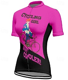abordables -Femmes Maillot de cyclisme Graphique Lettres & Chiffres Manche Courte Cyclisme T-shirt Maillot avec 3 poches arrière VTT Vélo tout terrain Séchage Rapide Design Anatomique Évacuation de l'Humidit