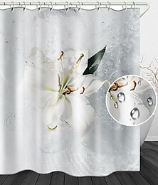 levne -Voděodolný látkový závěs do sprchy 180cm*180cm(70"*70") s háčky krásný digitální tisk vodního šplouchnutí pro dekoraci do koupelny pokrývka vany