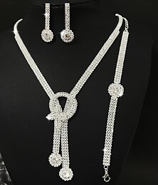 billige -Brude smykker sett 1set Strass Legering Øredobber Halskjeder Armbånd Dame Elegant Mote Stilfull Smykkesett Til Bryllup Fest Spesiell Leilighet