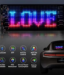 economico -luci intelligenti programmabili cartello led per auto cartello led luminoso scorrevole flessibile per auto app bluetooth animazioni rgb testo messaggio graffiti modello pubblicità con telecomandi per