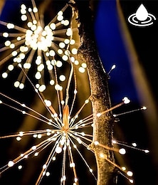 economico -luci solari all'aperto ha condotto le luci starburst bouquet di fuochi d'artificio ha condotto le luci solari del giardino all'aperto 40 rami 200led scopa appesa lanterna di filo di rame festival del