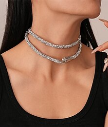 economico -Collana in argento con zirconia cubica moda vintage per donne collana classica geometrica personalizzata per matrimoni festa di matrimonio quotidiano