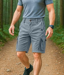 ieftine -Bărbați Pantaloni Scurți Cargo Pantaloni Corduroy Pantaloni Scurți Pantaloni scurți de plajă Pantaloni scurți casual Talie elastică Multi Buzunare Picior drept Simplu Confort Respirabil Lungimea