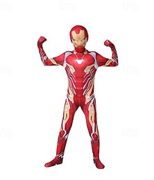 halpa -Rautamies Supersankari Jumpsuit-trikoot Kokoalusasut Onesie-asu Juhla Cosplay Elokuva-cosplay for Miesten Poikien Lasten Aikuisten Halloween Karnevaali Suoritus