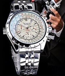economico -Orologio meccanico JARAGAR per uomini serie aviatore orologio militare vero orologio sportivo automatico orologio di lusso in acciaio inox orologio maschile luminoso con vetro blu