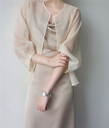economico -Scialle Donna Elegante Protezione Solare Manica Lunga Organza Stole da matrimonio Con Colore puro Per Matrimonio Estate