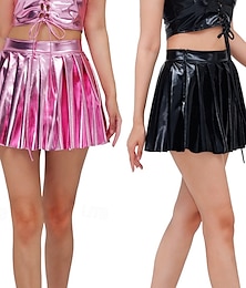 billige -Retro / vintage 1980erne Mini Skjørt Disk Skinnende latekspatent Metallisk Dame Halloween Karneval Pride-parade Pride måned Voksne Skjørte Sommer