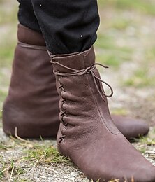 abordables -Vintage Medieval Renacimiento Zapatos Botas planas de jazz Gire los zapatos Pirata Vikingo Ranger Tiro al arco Color sólido Hombre Unisexo Celta Pirata Fantasía Víspera de Todos los Santos Carnaval