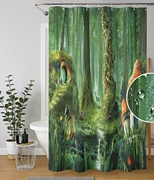 economico -Tenda da doccia con 12 ganci 180cm*180cm (70"*70") Poliestere lavabile impermeabile motivo paesaggio forestale