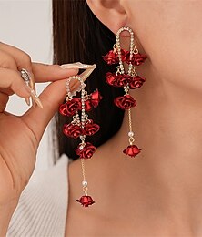 ieftine -Cercei cerc cu franjuri stil vintage flori cercei de modă vintage bijuterii roșii  purpurii pentru petrecerea de nuntă vacanță 1 pereche