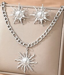abordables -Boucles d'oreilles 1 ensemble Acier Inoxydable Boucles d'oreilles Collier Femmes Mode Parure de Bijoux Pour robe demoiselle d honneur Cadeau Festival