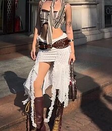 abordables -Cadena para la Cintura Vintage Boho Mujer Joyería Corporal Para Festivos Retro Cuero de PU Legierung Negro Marrón 1 PC