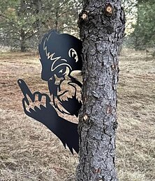 abordables -Panneau en métal représentant un animal Bigfoot qui fait un doigt d'honneur, décoration artistique, animal qui regarde autour, panneau d'angle, arbre, jardin, clôture, ferme, extérieur, maison