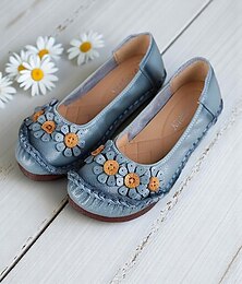 abordables -Zapatos planos de piel premium para mujer con diseño floral y volantes: estilo retro y cómodo para paseos primaverales por el jardín, brunch de fin de semana y recados diarios.