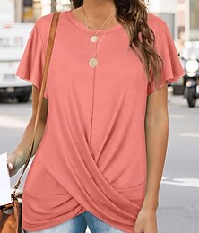 economico -T Shirt da donna A tinta unita Semplice Classica Moderna Casual Manica corta Collo rotondo Top regolari Quotidiano Weekend Nero Bianco Verde chiaro Rosa Blu Estate