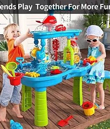 זול -שולחן מים לפעוטות 3-5 1-3 - שולחן מים חיצוני לילדים - שולחן חושי חול צעצועי חוף צעצועי קיץ שולחן פעילות בחוץ צעצועי מים צעצועי מים בחוץ שולחן מים לילדות 3-5 4-8 ורוד