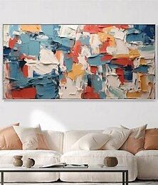 preiswerte -großes blaues abstraktes Ölgemälde handgemalt bunte abstrakte Ölgemälde handgemachte Malerei moderne Bürokunst für Wohnzimmer Wanddekoration