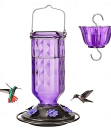 economico -mangiatoia per colibrì in vetro da appendere all'esterno, 6 porte di alimentazione, mangiatoia per nettare per uccelli per decorazione da giardino, fossato per formiche incluso